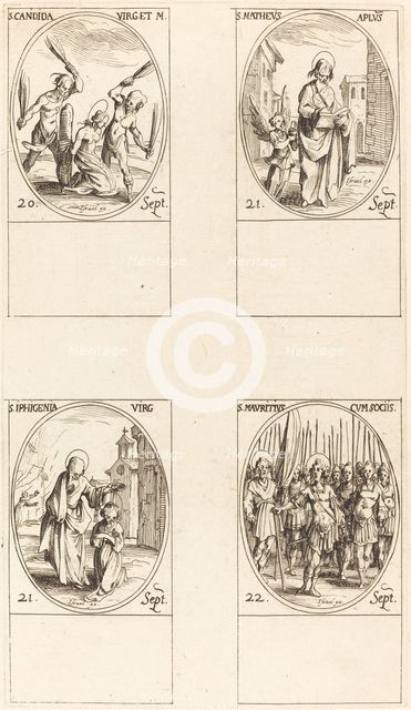 St. Candida; St. Matthew; St. Iphigenia; St. Maurice and Companions. Creator: Jacques Callot.