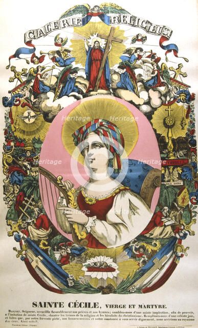 St Cecilia or Cecile, legendary Roman martyr, 19th century. Artist: Anon