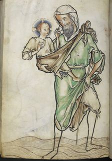 St Christopher carrying the Christ Child, c1250. Creator: Unknown