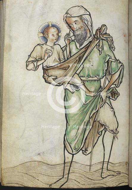 St Christopher carrying the Christ Child, c1250.  Creator: Unknown.