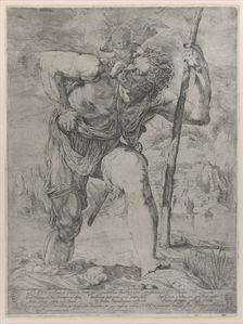 St Christopher carrying the Christ Child, early 16th century. Creator: Unknown