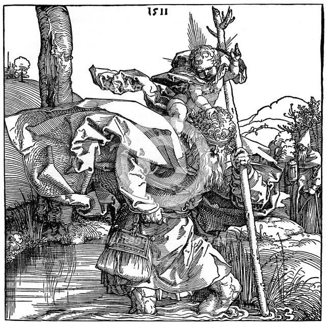 'St Christopher carrying the Infant Christ', 1511, (1936). Artist: Albrecht Dürer