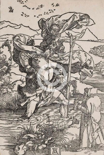 St. Christopher Carrying the Infant Christ Across a River, about 1503-1504. Creator: Albrecht Durer.