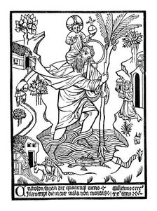 St Christopher (Christ-bearer) carrying Christ across the stream