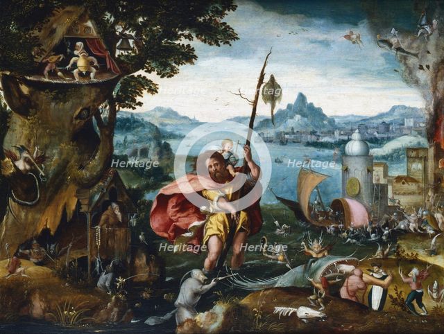 'St Christopher Crossing the River', 1506-c1527. Artist: Jan de Cock