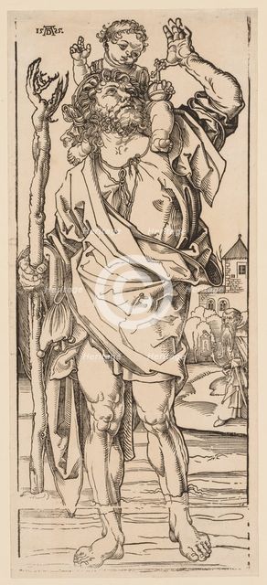 St. Christopher Crossing the Stream, 1528. Creator: Albrecht Dürer (German, 1471-1528).