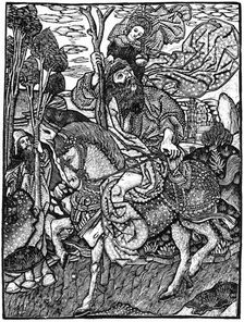 St Christopher on horseback, 1964. Artist: Anon