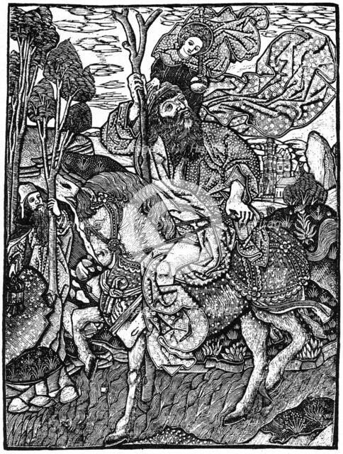 St Christopher on horseback, 1964.  Artist: Anon