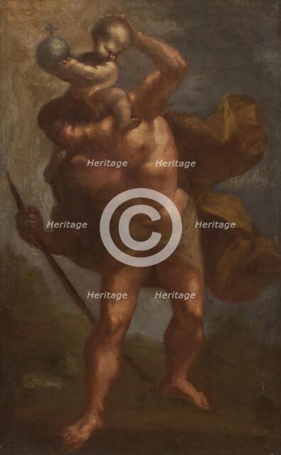 St Christopher with the Christ Child, 17th century. Creator: Unknown.