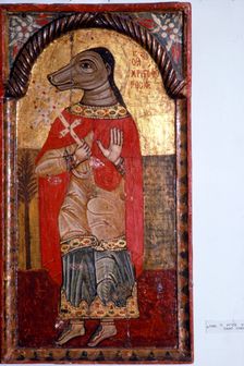 St Christopher with a Dog's Head, Byzantine Icon, 1685