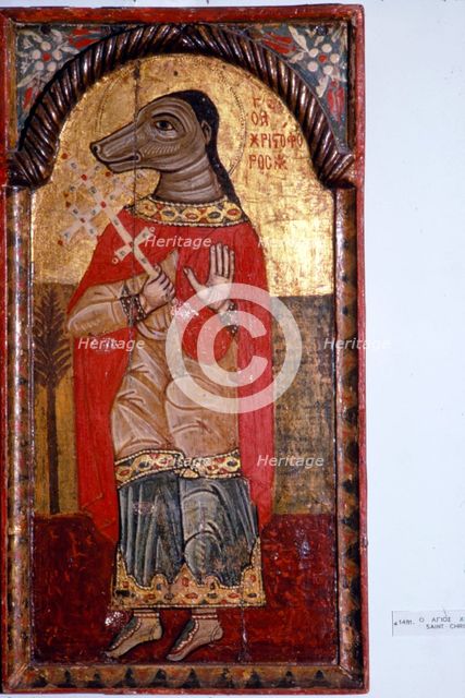 St Christopher with a Dog's Head, Byzantine Icon, 1685. Artist: Unknown.