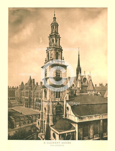 'St Clement Danes, The Steeple', mid-late 19th century.  Creator: Unknown.
