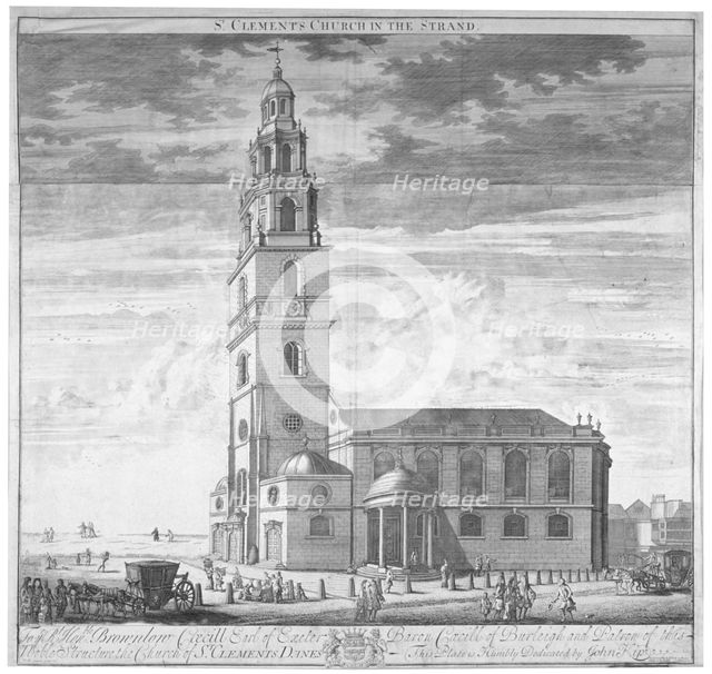 St Clement Danes Church, Westminster, London, c1719.                                                 Artist: Johannes Kip