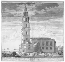 St Clement Danes Church, Westminster, London, c1719. Artist: Johannes Kip