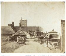 St Clement’s Church in Sandwich, seen from the south, with a cart and thatched..., 1854-1857. Creator: WG Campbell