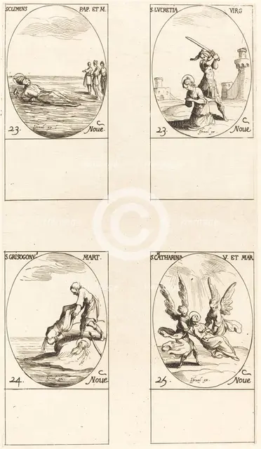 St. Clement; St. Lucretia; St. Chrysogonus; St. Catharine. Creator: Jacques Callot.