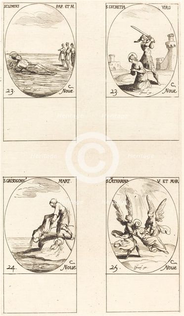 St. Clement; St. Lucretia; St. Chrysogonus; St. Catharine. Creator: Jacques Callot.
