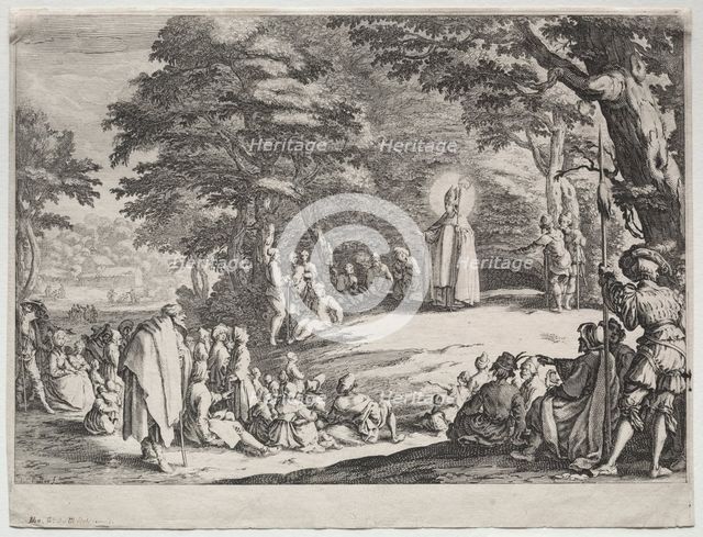 St. Amand Preaching in a Wood. Creator: Jacques Callot (French, 1592-1635).