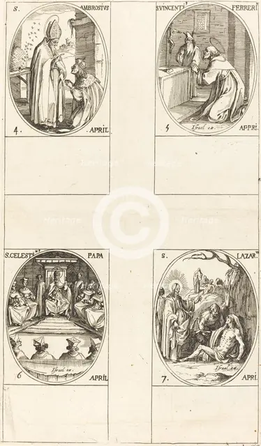 St. Ambrose; St. Vincent Ferrer; St. Celestin; St. Lazarus. Creator: Jacques Callot.