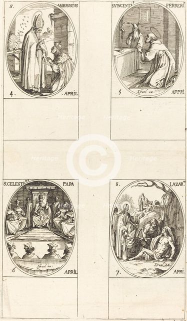St. Ambrose; St. Vincent Ferrer; St. Celestin; St. Lazarus. Creator: Jacques Callot.