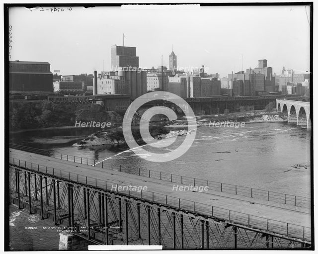 St. Anthony's Falls and the milling district, Minneapolis, Minn., c1908. Creator: Unknown.
