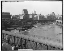 St. Anthony's Falls and the milling district, Minneapolis, Minn., c1908. Creator: Unknown