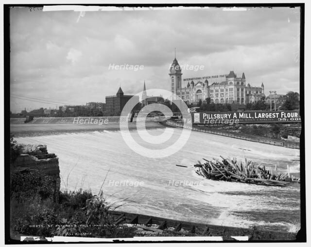 St. Anthony's Falls and mills, Minneapolis, Minn., c1905. Creator: Unknown.