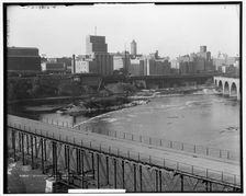 St. Anthony's Falls and the milling district, Minneapolis, Minn., c1908. Creator: Unknown