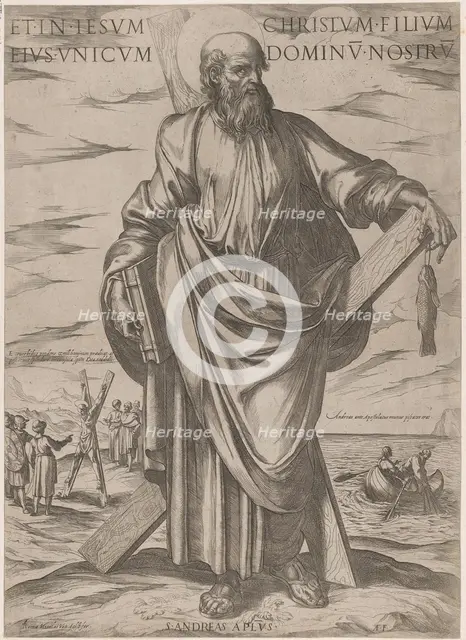 St. Andrew, from 'Christ, Mary and the Apostles', ca. 1590-ca. 1610. Creator: Antonio Tempesta.