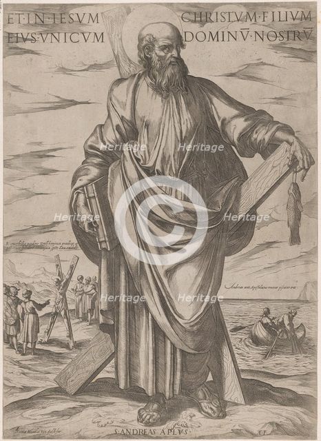 St. Andrew, from 'Christ, Mary and the Apostles', ca. 1590-ca. 1610. Creator: Antonio Tempesta.