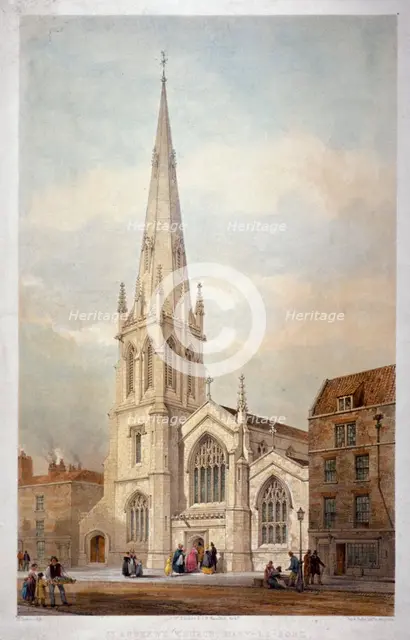 St Andrew's Church, Wells Street, Marylebone, London, c1846. Artist: Day & Haghe