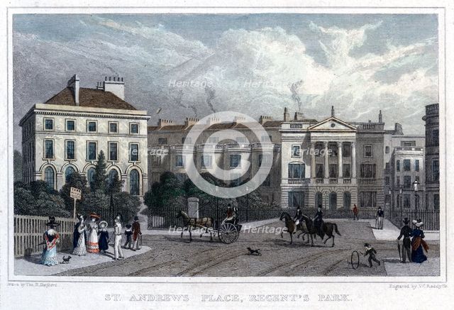 St Andrews Place, Regent's Park, London, 1828.Artist: William Radclyffe