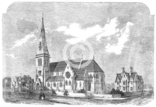 St. Ann's Church, Parsonage, and Schools, Hanger-Lane, Stamford-Hill, 1861. Creator: Unknown.