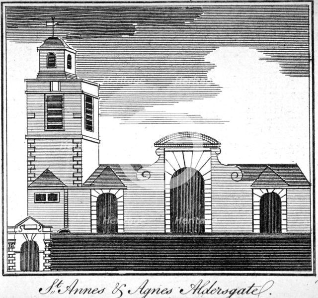 St Anne and St Agnes, Gresham Street, City of London, 1750.                                          Artist: Anon