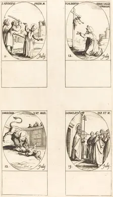 St. Abundius; St. Galbertus; St. Marciana; St. Anacletus. Creator: Jacques Callot