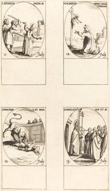 St. Abundius; St. Galbertus; St. Marciana; St. Anacletus. Creator: Jacques Callot