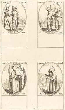 St. Agatha; St. Dorothy; St. Romuald of Ravenna; St. Paul, Bishop of Verdun. Creator: Jacques Callot