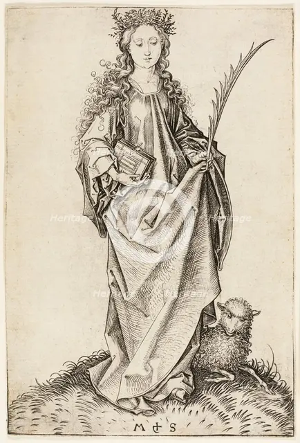 St. Agnes, n.d. Creator: Martin Schongauer.