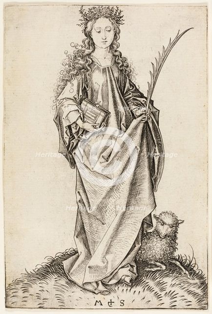 St. Agnes, n.d. Creator: Martin Schongauer.