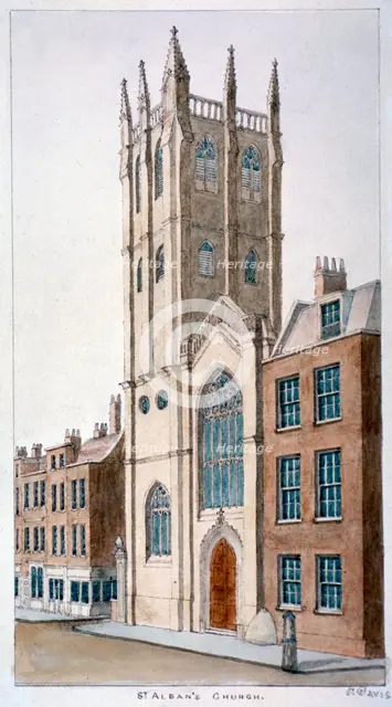 St Alban's Church, Wood Street, London, 1824.                              Artist: Valentine Davis