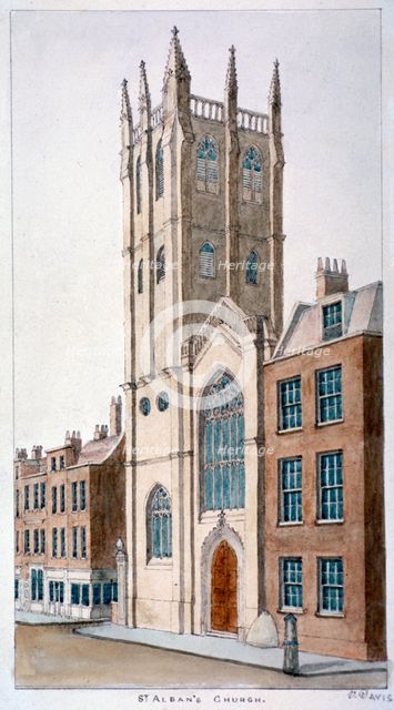 St Alban's Church, Wood Street, London, 1824.                              Artist: Valentine Davis