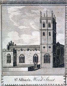 St Alban's Church, Wood Street, London, c1750. Artist: Anon