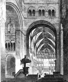 St. Albans Abbey: the Choir and High Altar, 1856. Creator: Unknown