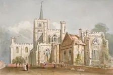 St Albans Cathedral, Hertfordshire, c1830. Artist: Anon