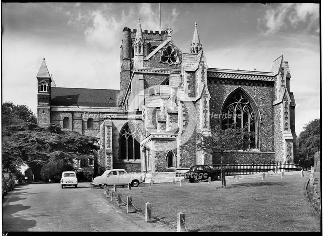 St Albans Cathedral, St Albans, Hertfordshire, July 1958. Creator: Margaret F Harker.
