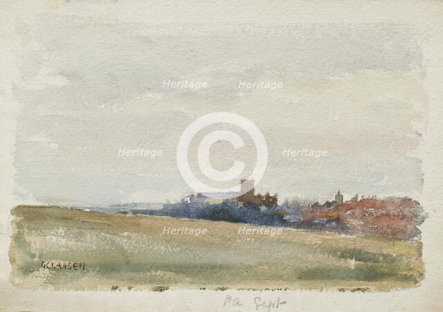 St Albans, September' (view towards the town and Cathedral), early-mid 1880s. Creator: George Clausen.