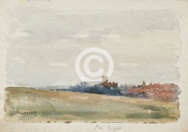 St Albans, September' (view towards the town and Cathedral), early-mid 1880s. Creator: George Clausen.