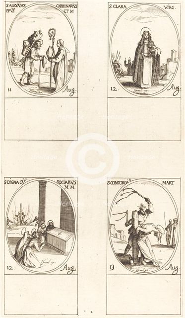 St. Alexander Carbonarius; St. Clare; St. Digna and Companions; St. Concordia. Creator: Jacques Callot.