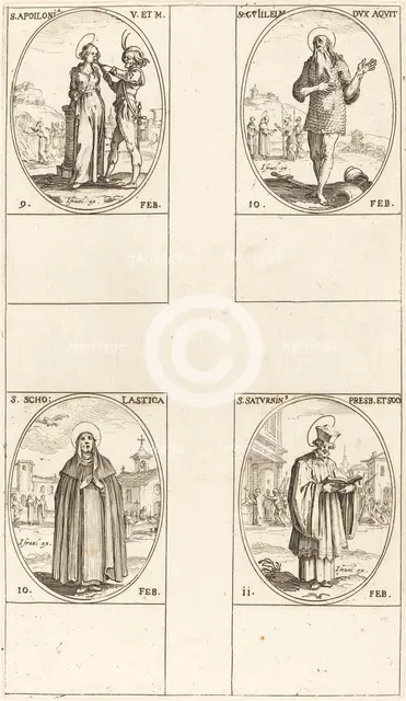 St. Apollonia; St. Guillaume; St. Scholastica; St. Saturnin. Creator: Jacques Callot.