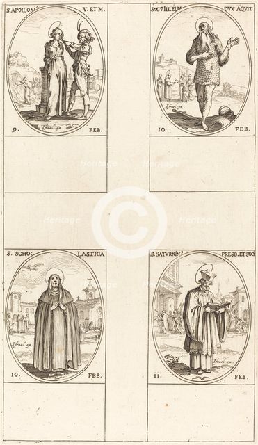 St. Apollonia; St. Guillaume; St. Scholastica; St. Saturnin. Creator: Jacques Callot.